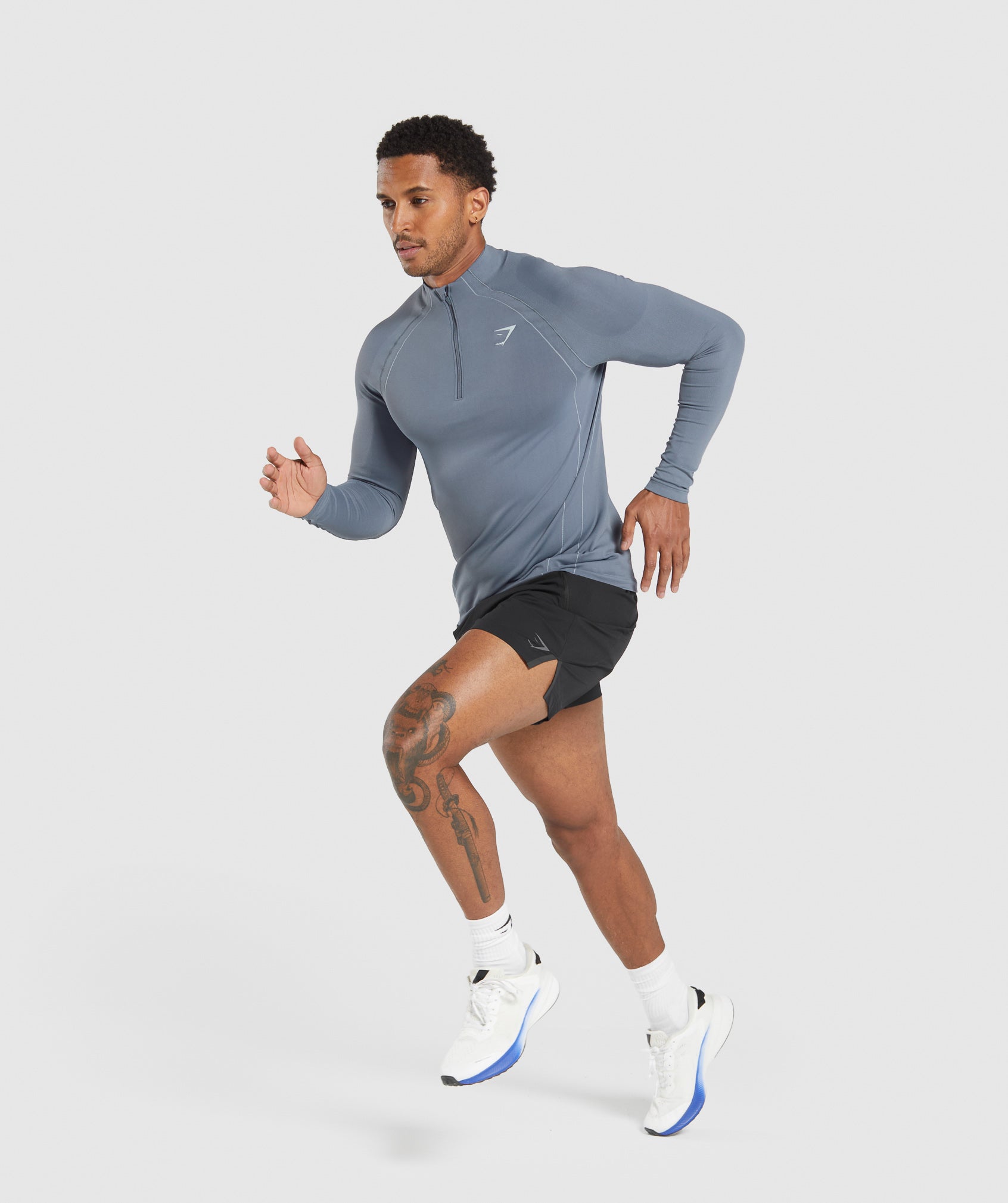 Apex Seamless 1/4 Zip Iron Blue/Cool Blue - immagine 4