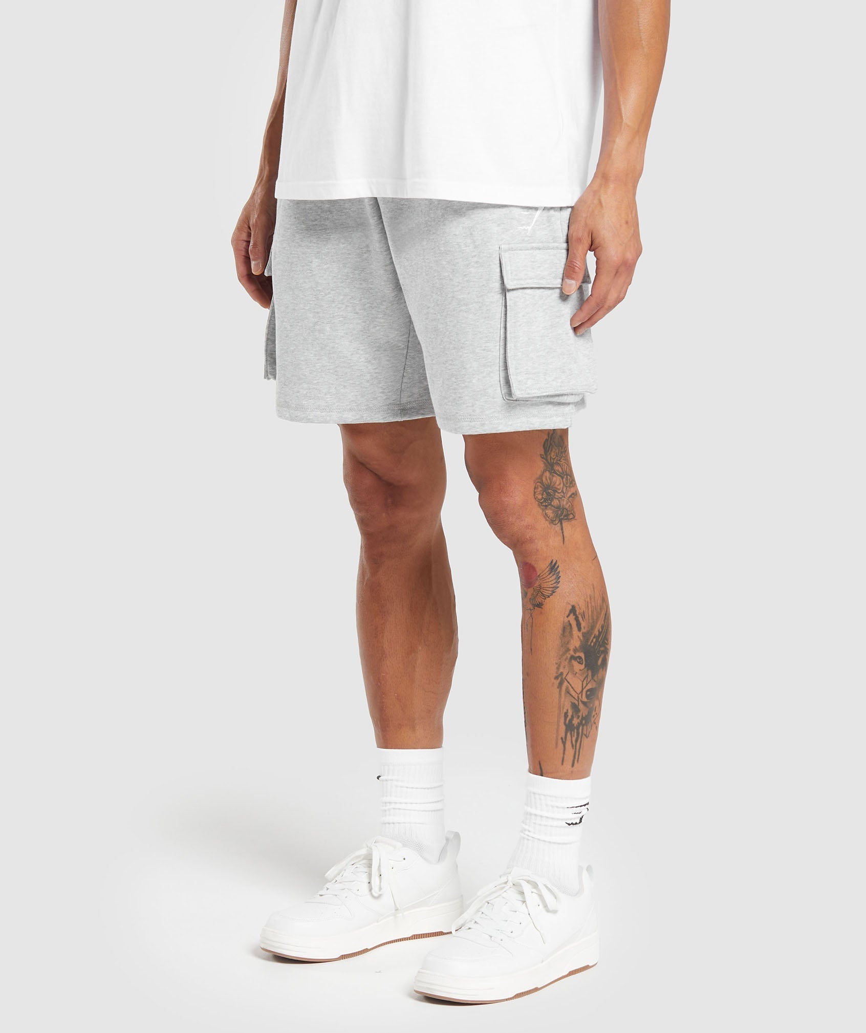 Crest Cargo Shorts Light Grey Marl