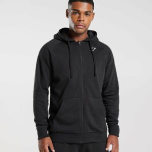 Crest Zip Up Hoodie Black