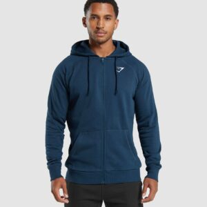Crest Zip Up Hoodie Navy
