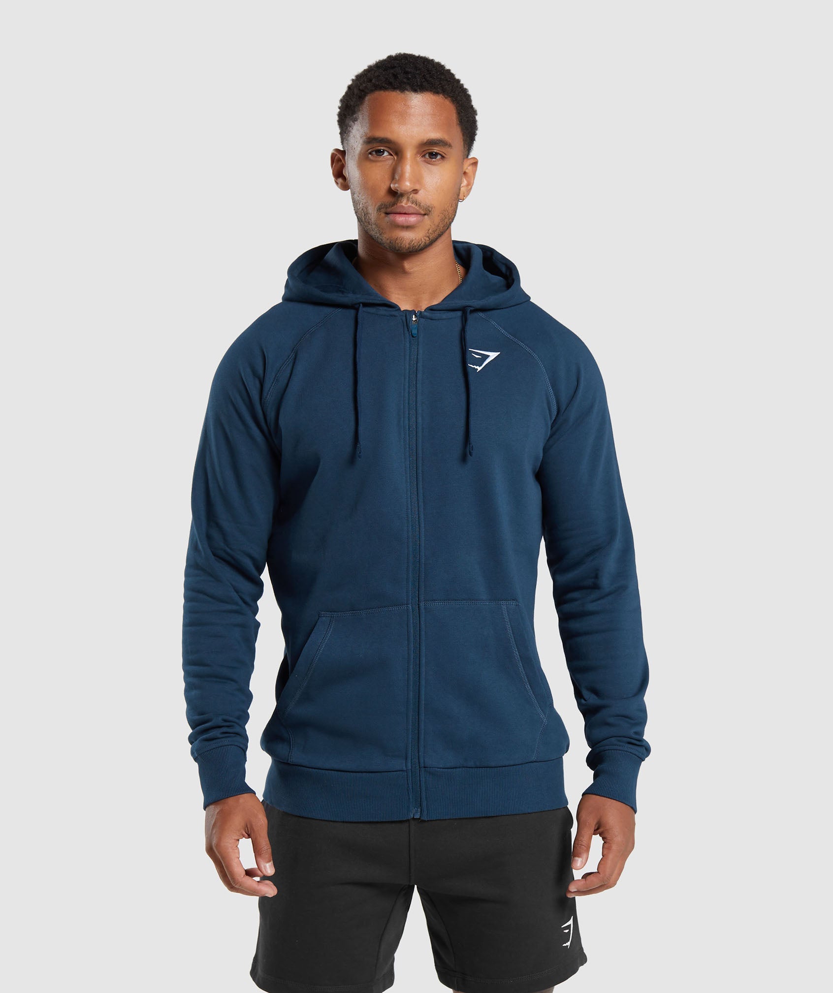 Crest Zip Up Hoodie Navy