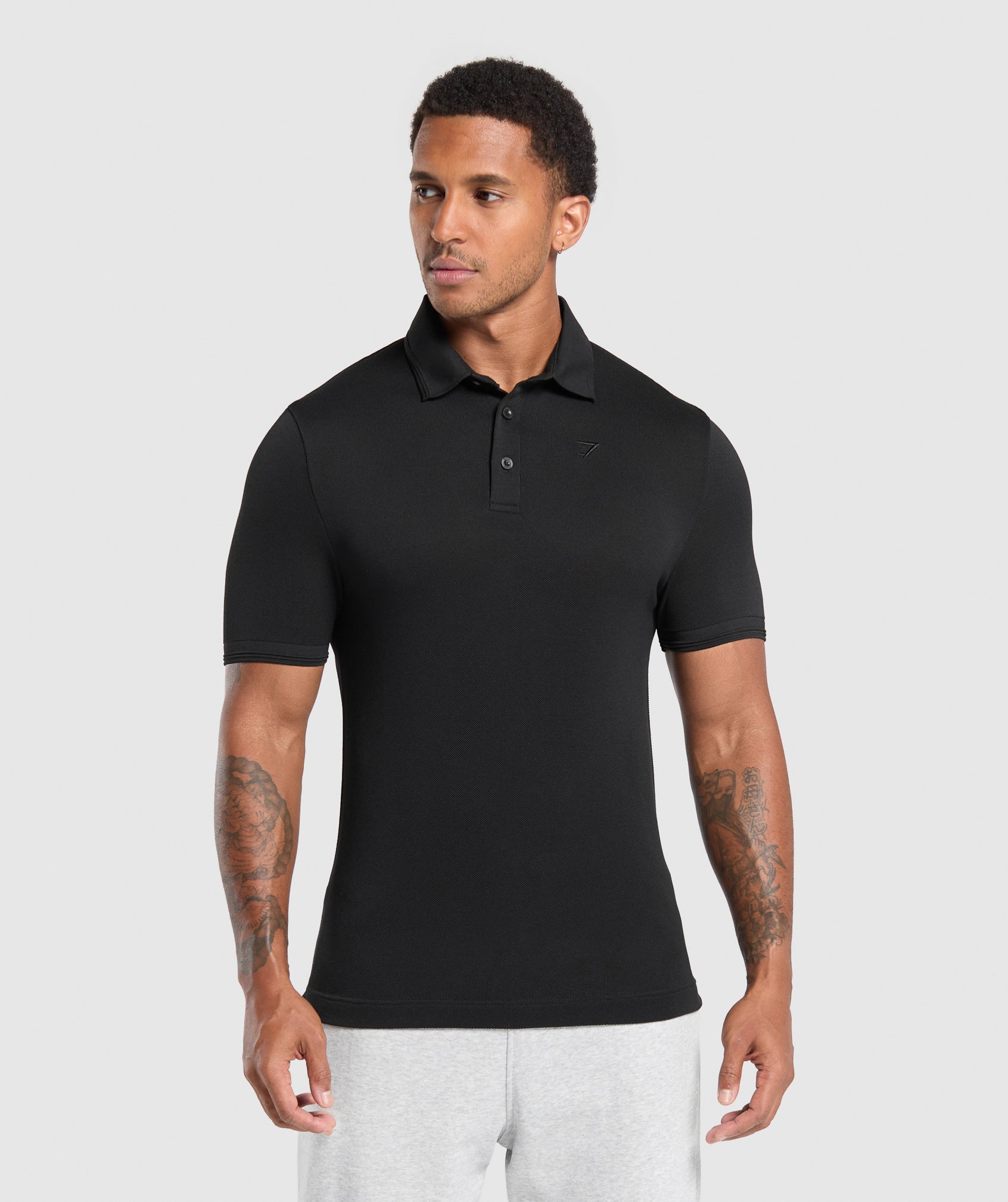 Flat Knit Polo Shirt Black
