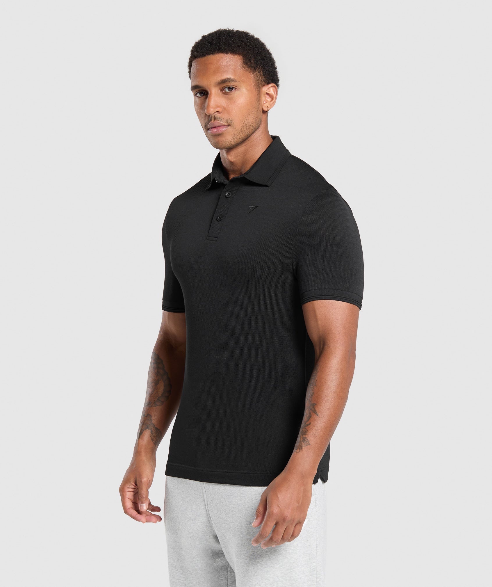 Flat Knit Polo Shirt Black - immagine 3