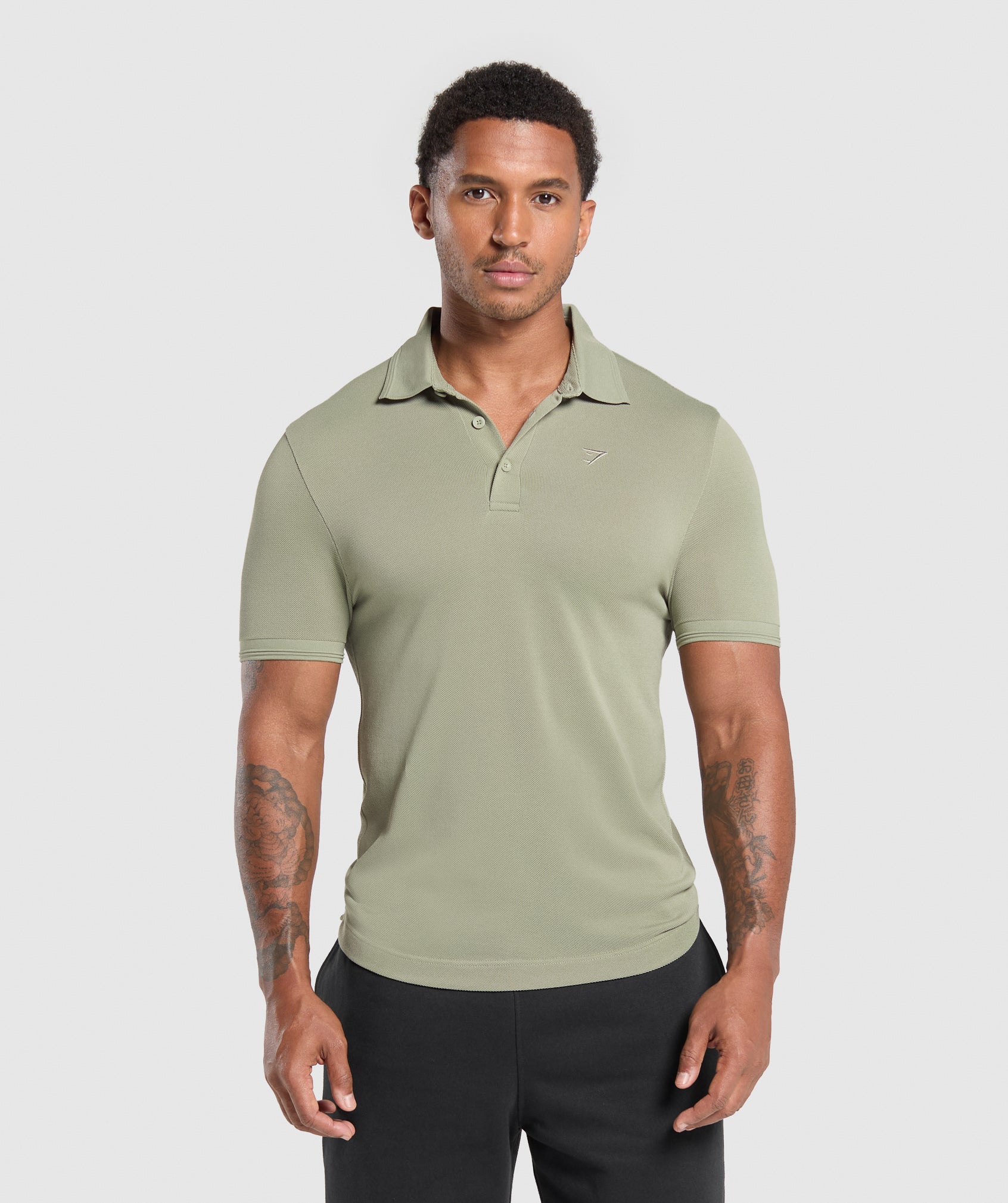 Flat Knit Polo Shirt Chalk Green