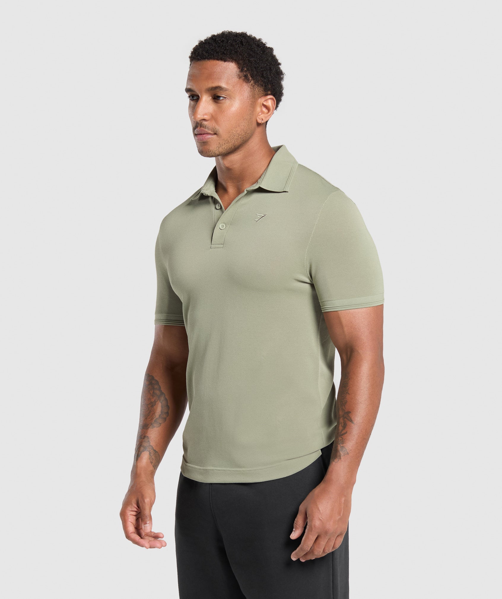 Flat Knit Polo Shirt Chalk Green - immagine 3