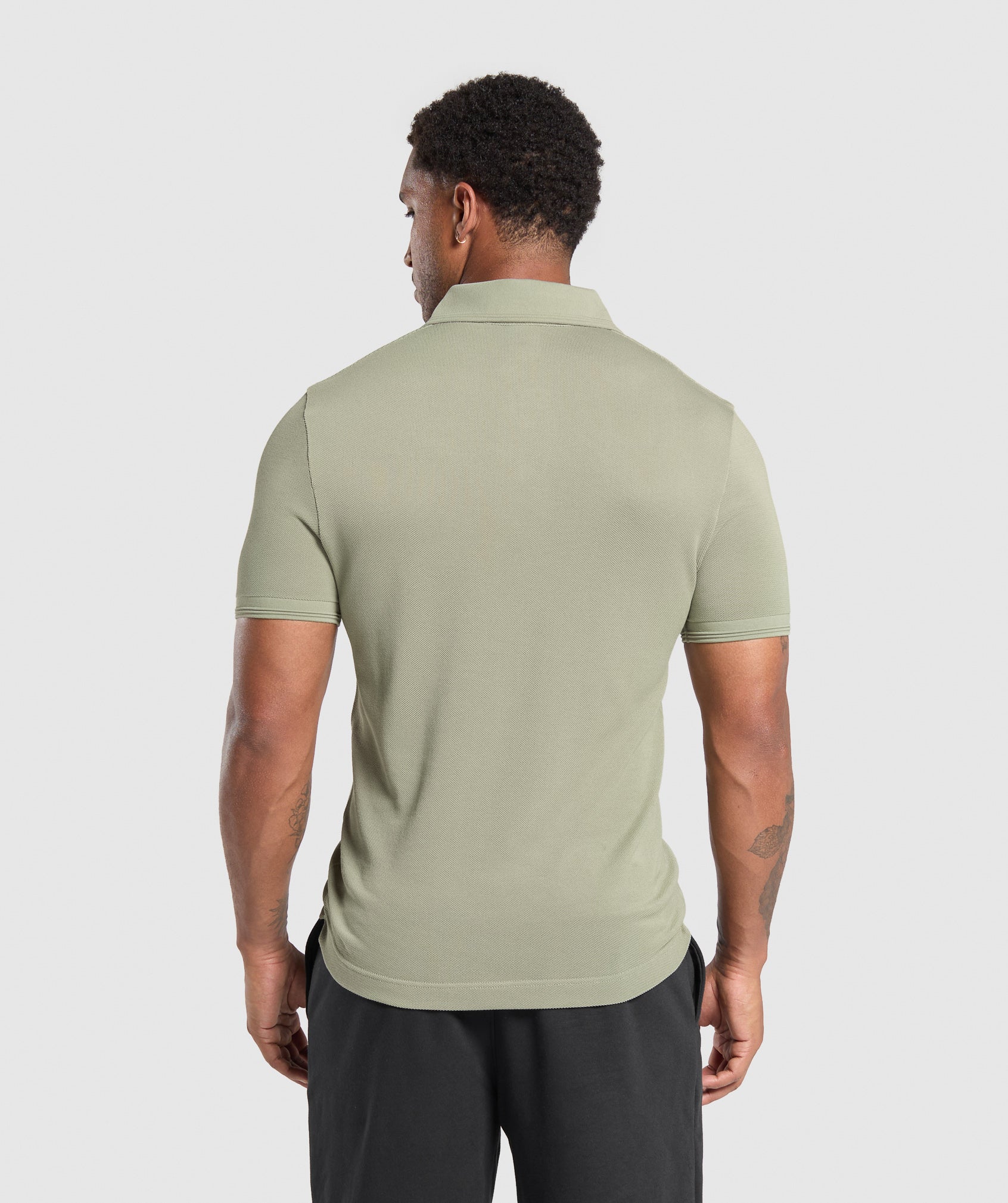 Flat Knit Polo Shirt Chalk Green - immagine 2
