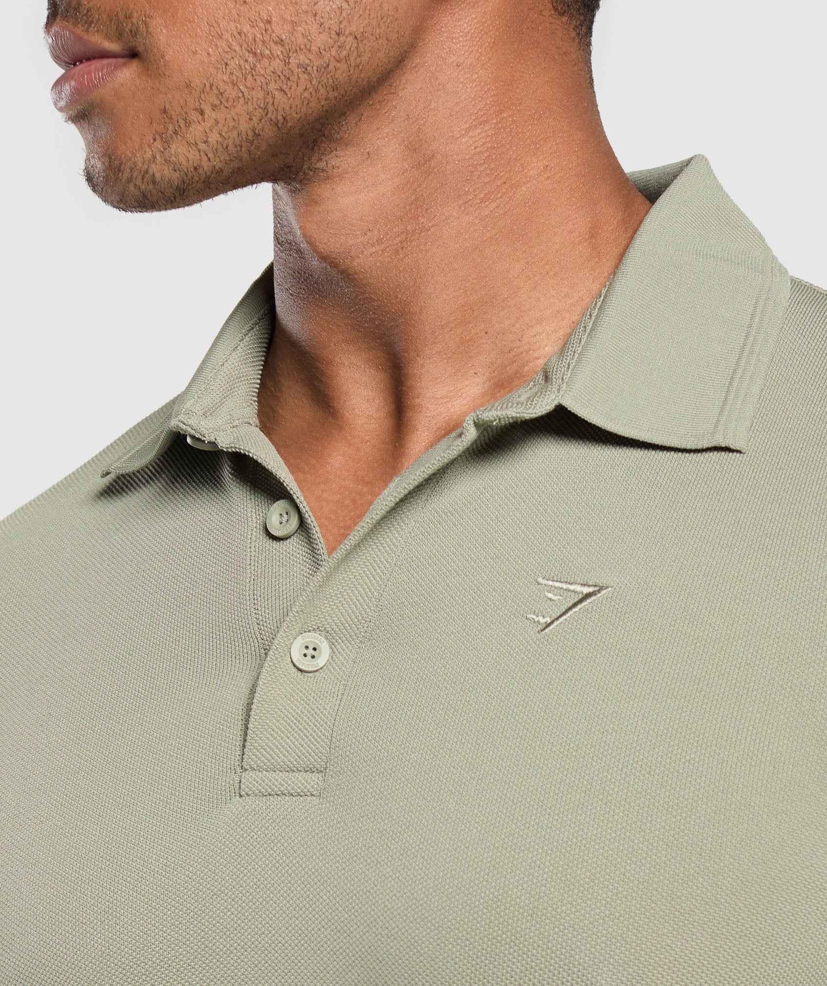 Flat Knit Polo Shirt Chalk Green - immagine 5