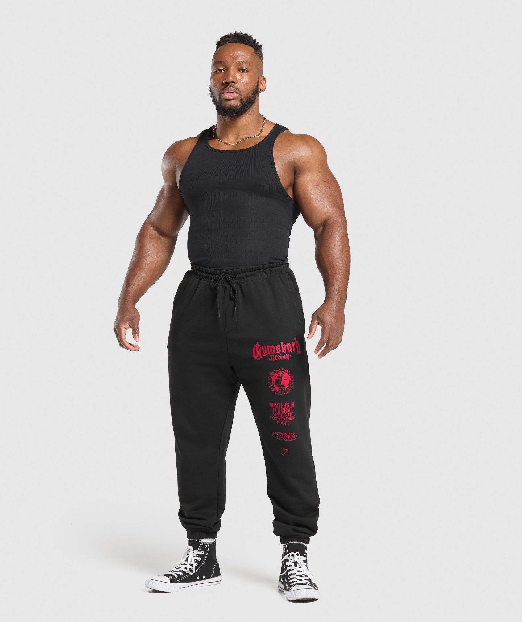 Global Lifting Oversized Essential Joggers Black/Conditioning Red - immagine 4