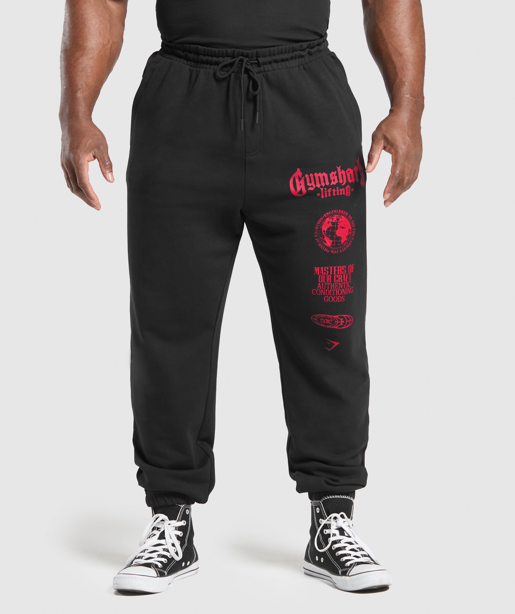 Global Lifting Oversized Essential Joggers Black/Conditioning Red