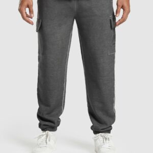 Heavyweight Washed Cargo Joggers Black
