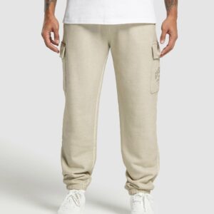 Heavyweight Washed Cargo Joggers Pebble Grey