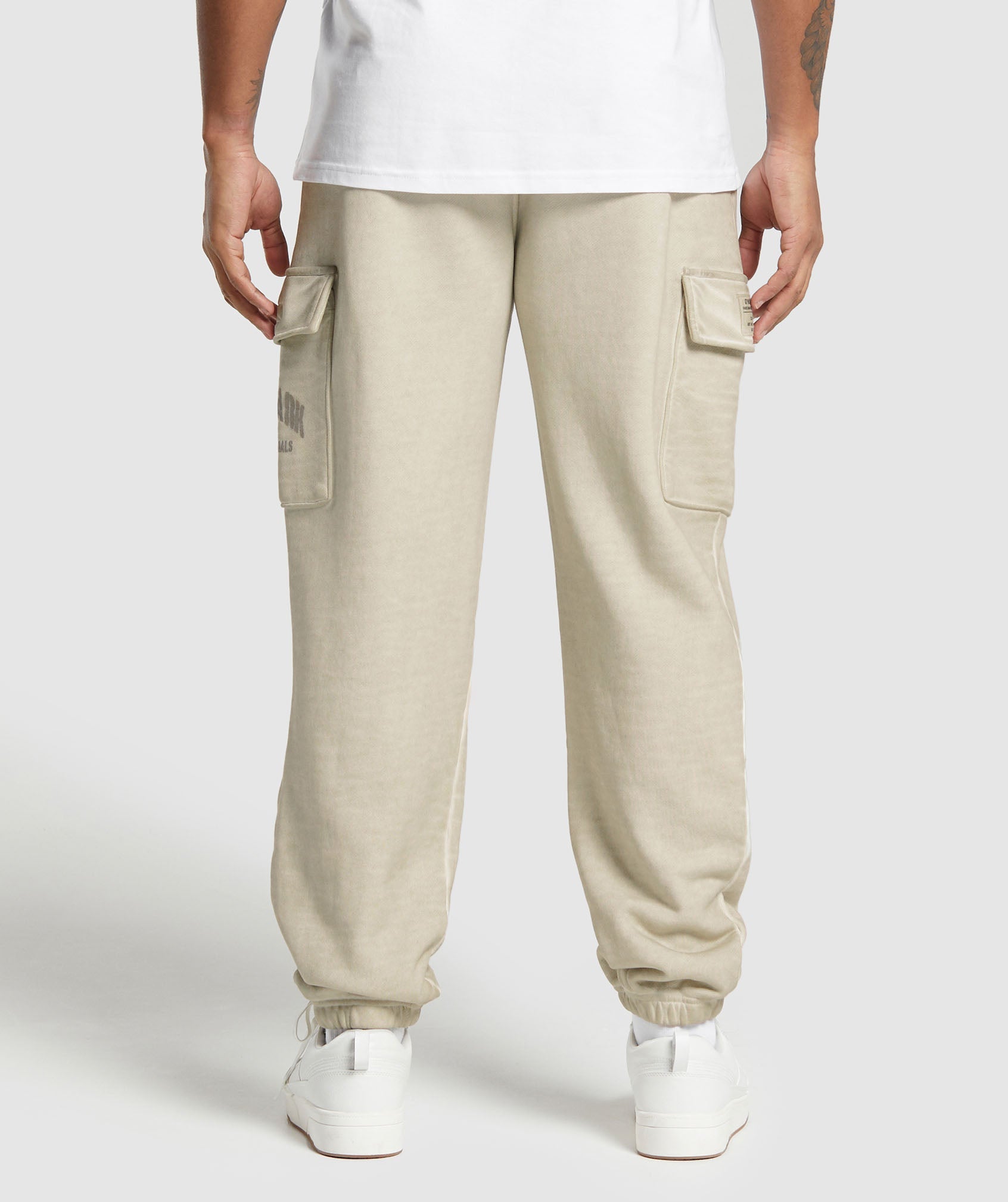 Heavyweight Washed Cargo Joggers Pebble Grey - Image 2