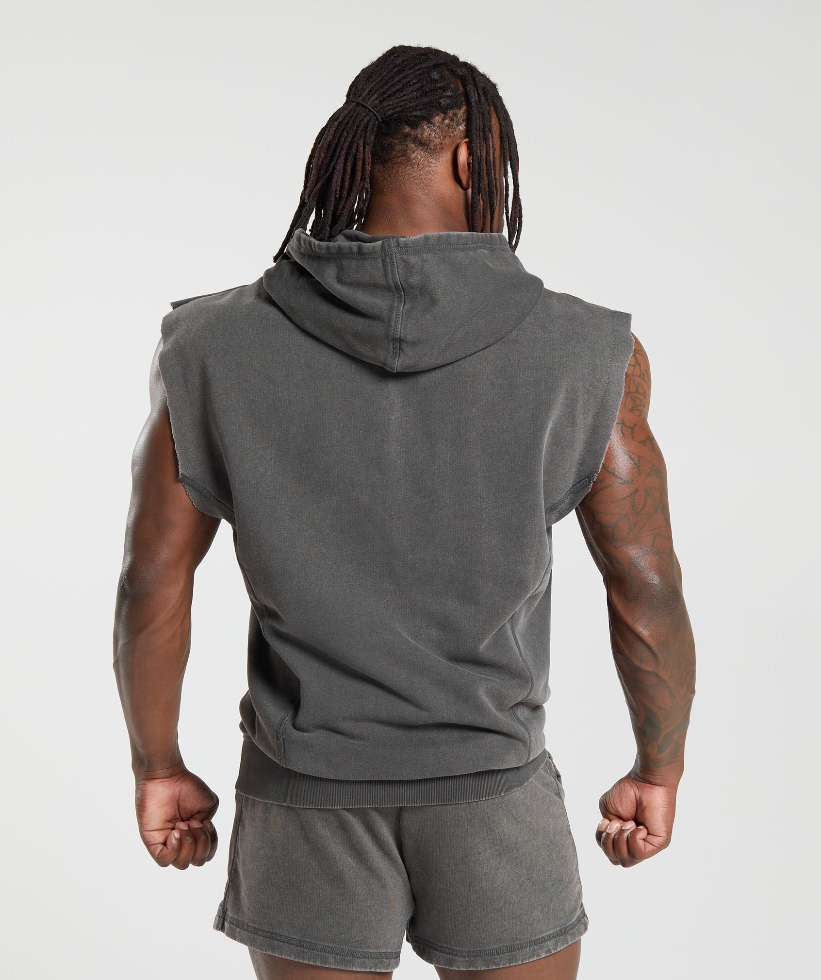 Heritage Washed Sleeveless Zip Hoodie Onyx Grey - immagine 2