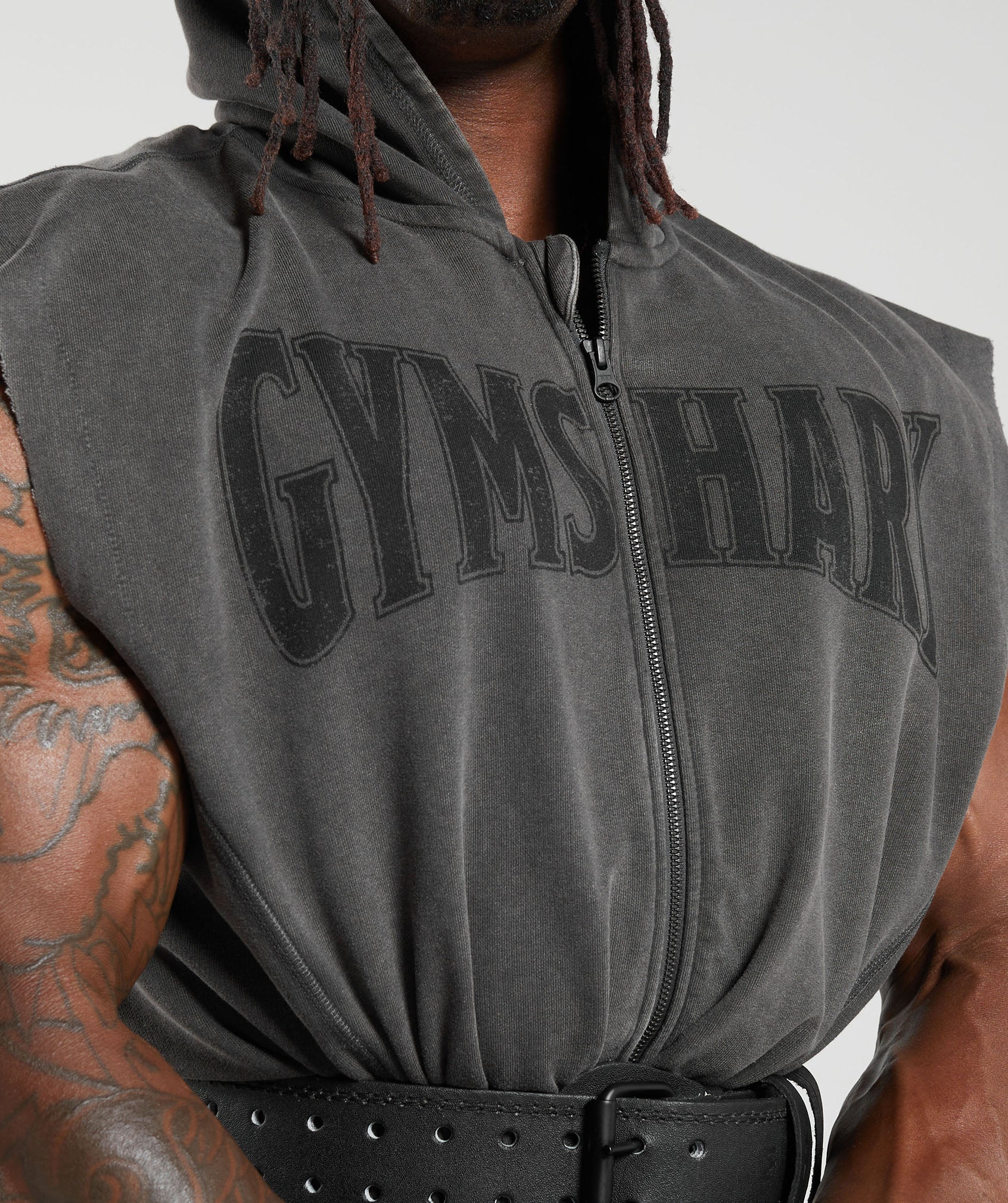 Heritage Washed Sleeveless Zip Hoodie Onyx Grey - immagine 5
