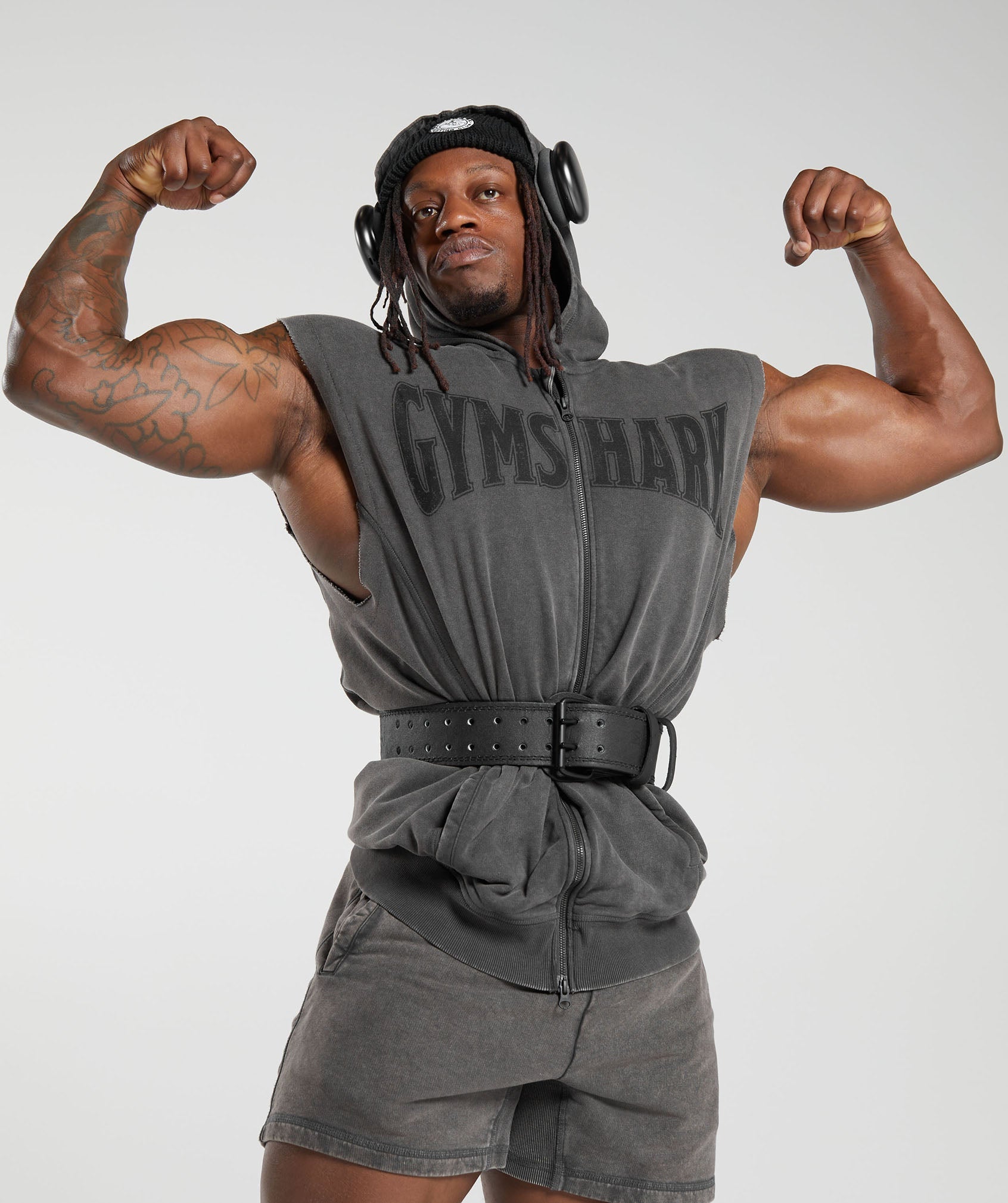 Heritage Washed Sleeveless Zip Hoodie Onyx Grey - immagine 7