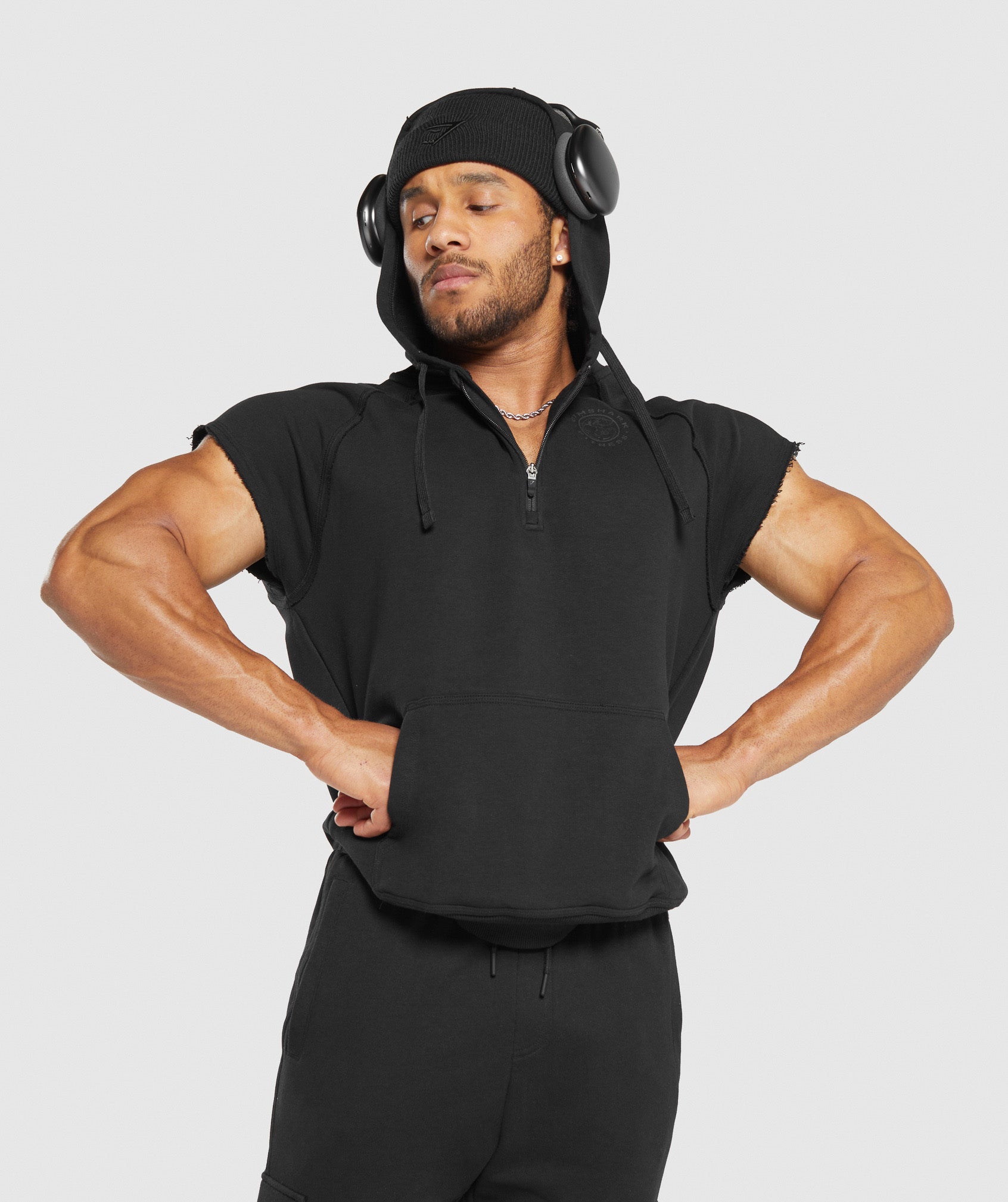 Legacy 1/4 Zip Cap Sleeve Hoodie Black - immagine 5