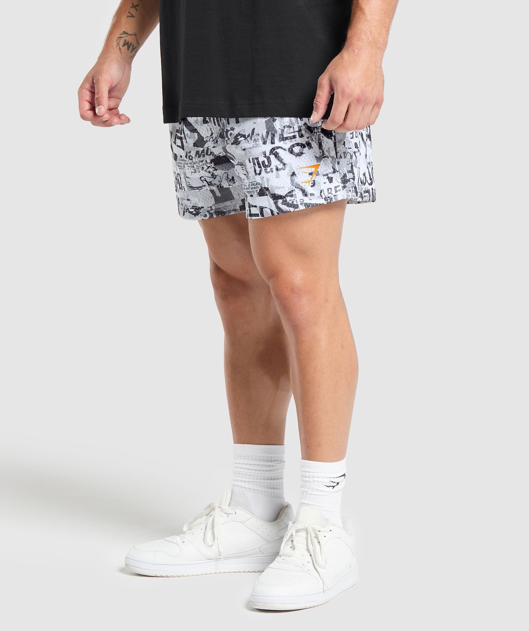 Printed Mesh 5" Shorts White - Image 3