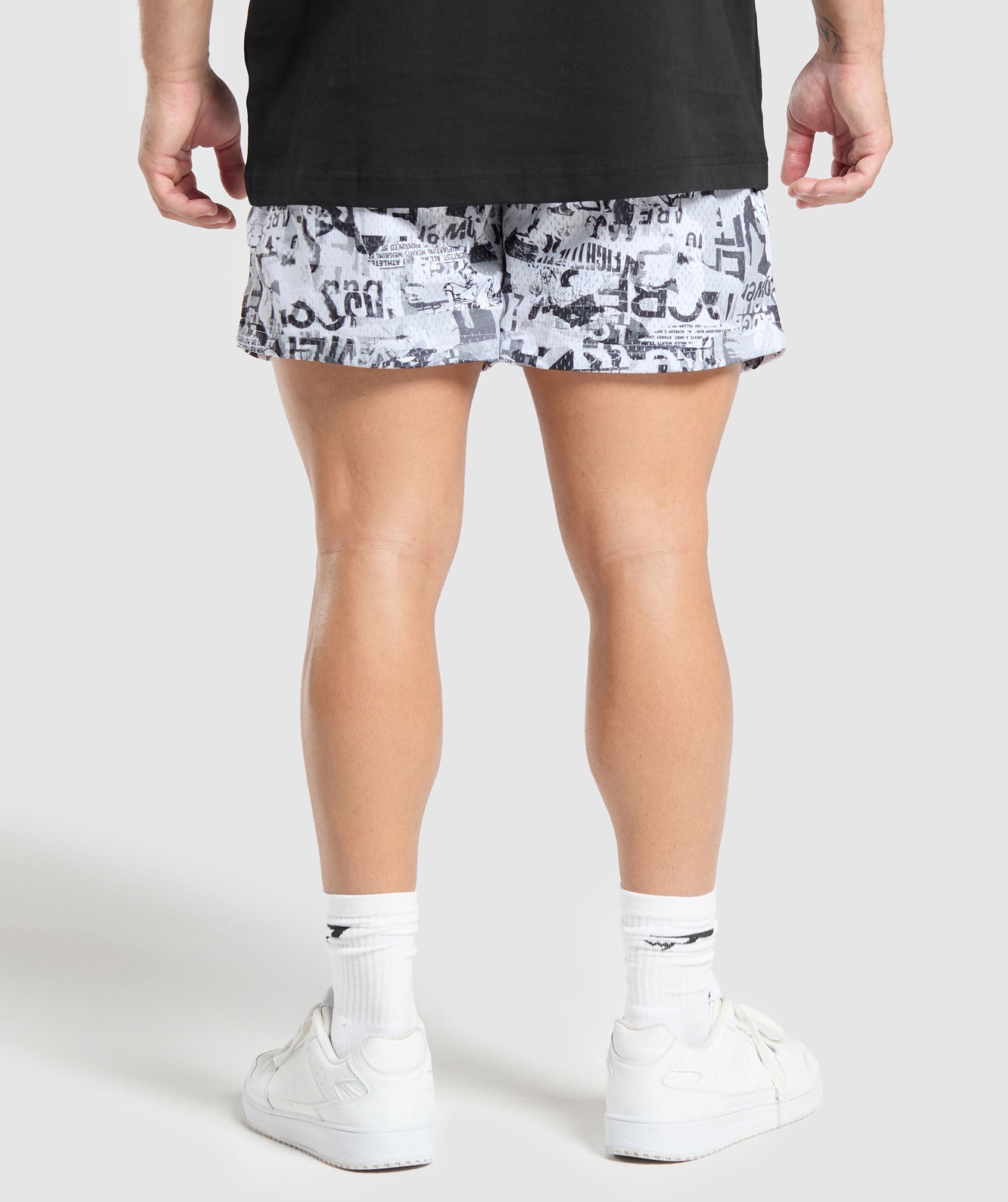 Printed Mesh 5" Shorts White - Image 2