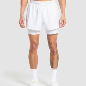 Running 2 in 1 Shorts White