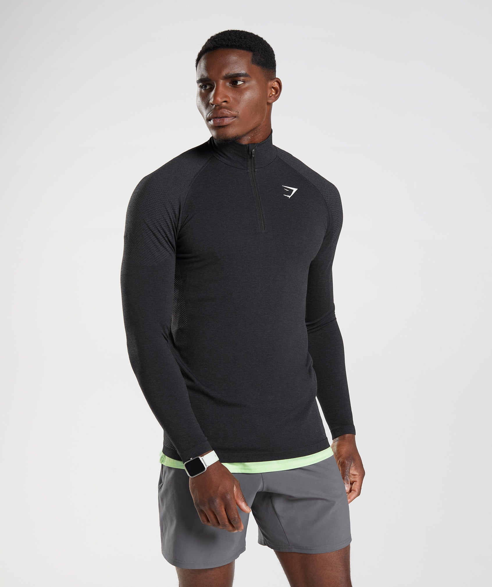 Vital Seamless 1/4 Zip Black/Silhouette Grey
