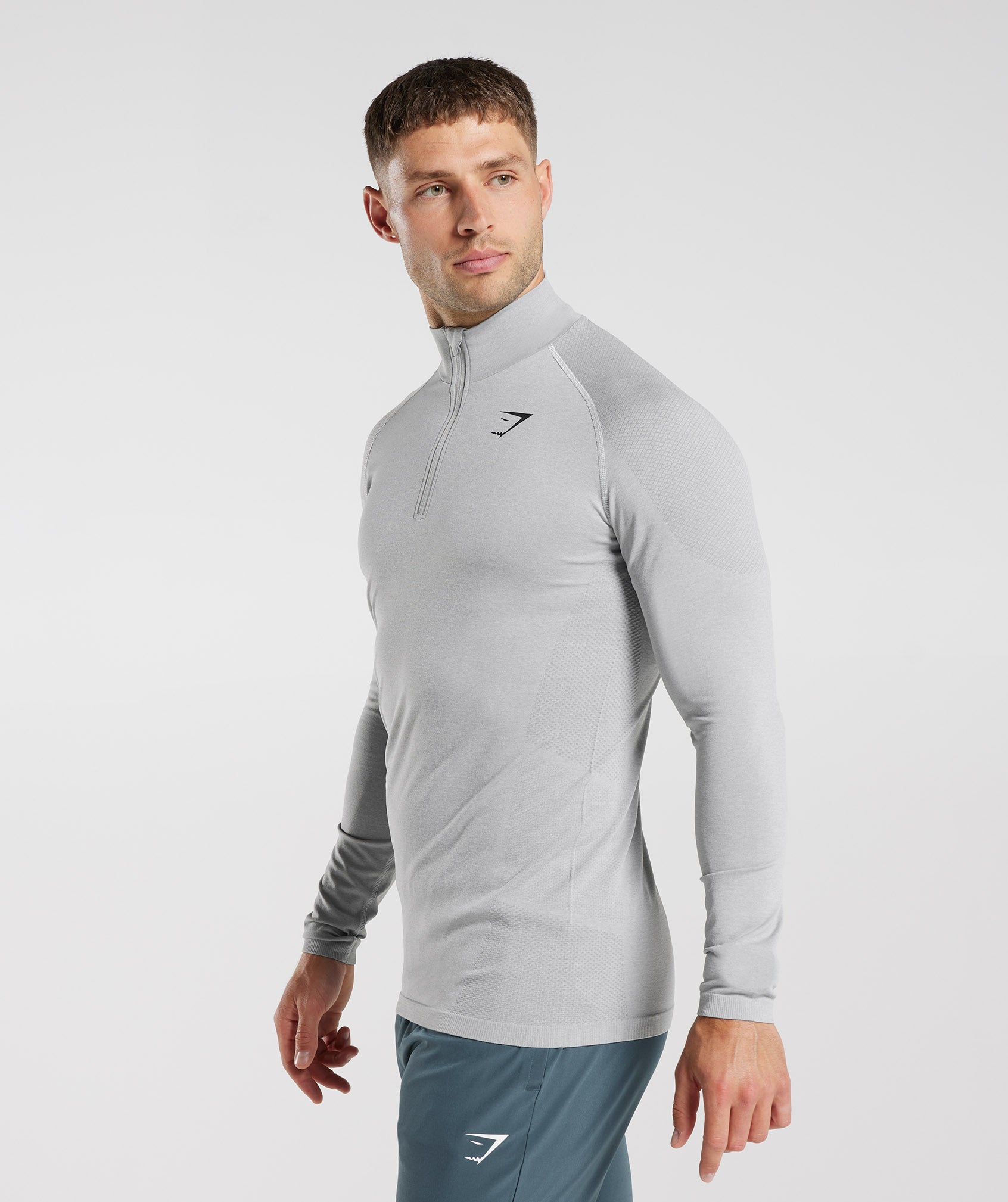 Vital Seamless 1/4 Zip Light Grey/Smokey Grey - Image 3
