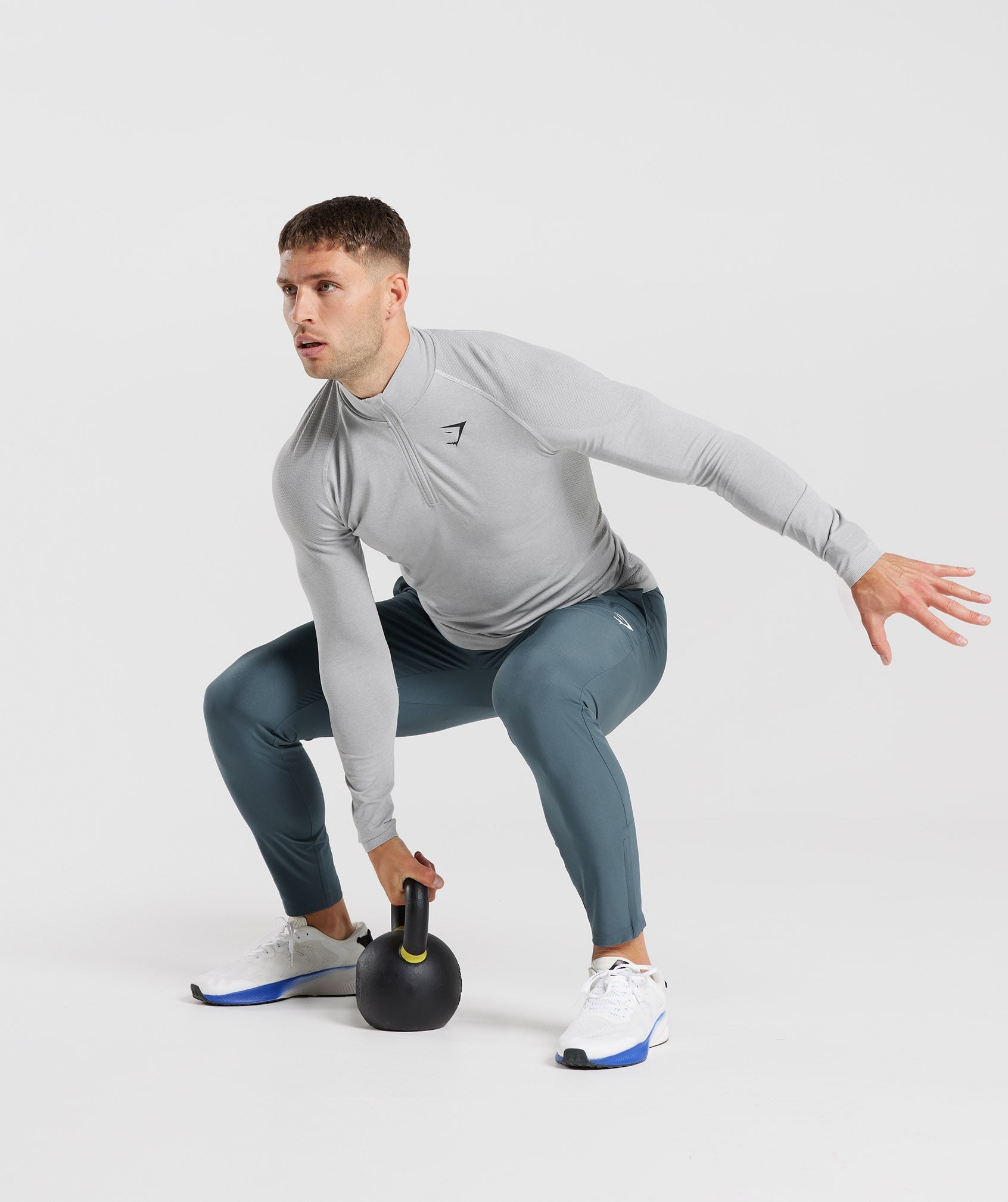 Vital Seamless 1/4 Zip Light Grey/Smokey Grey - Image 4