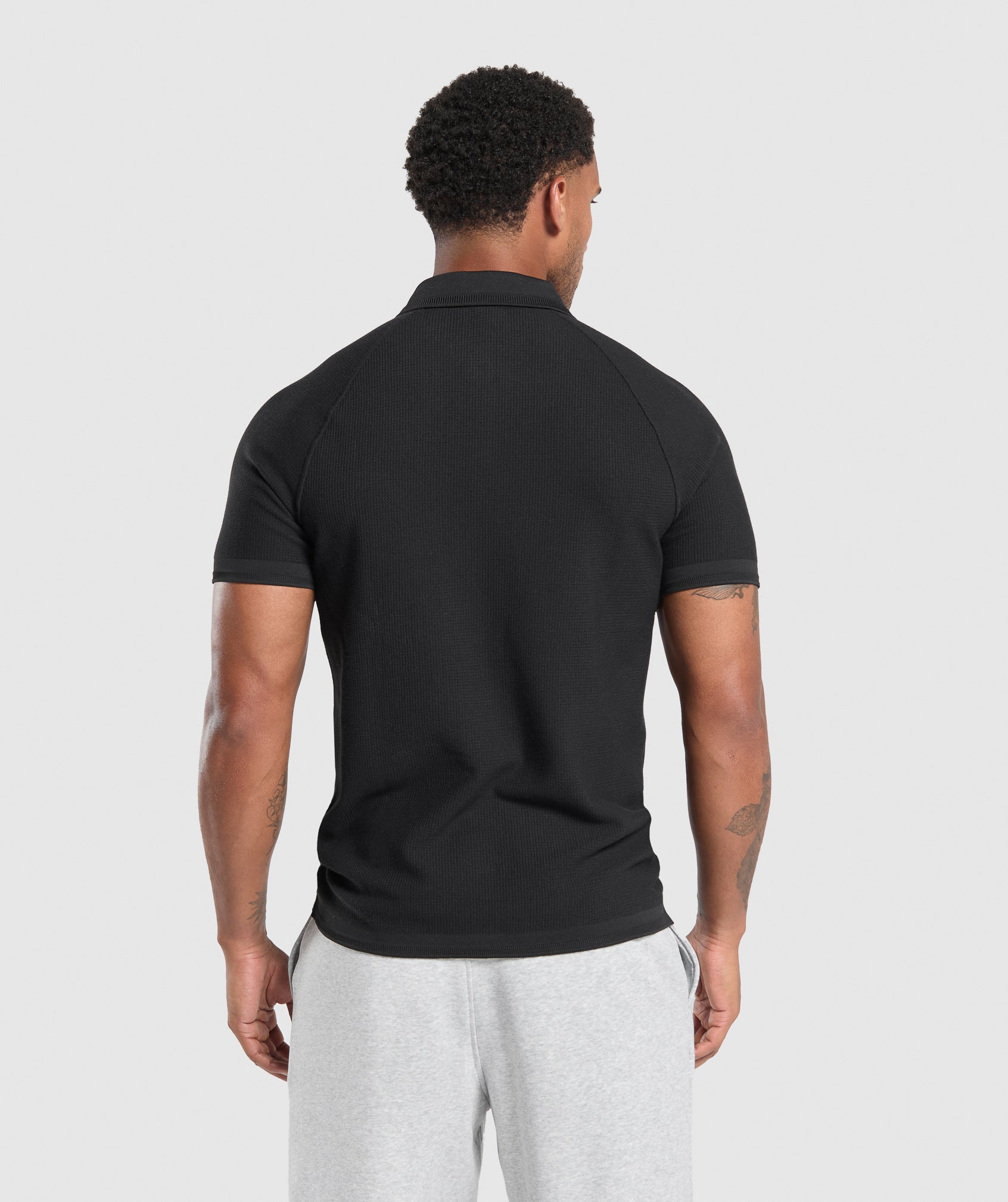 Waffle Polo Shirt Black - immagine 2