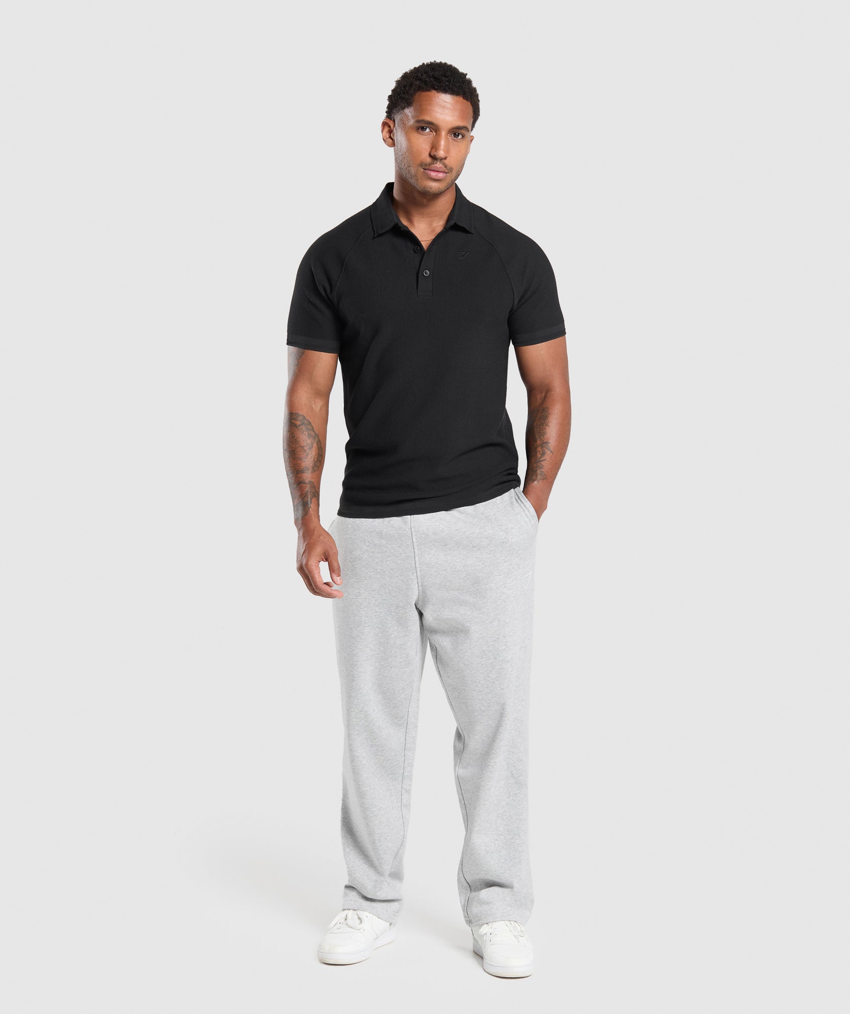 Waffle Polo Shirt Black - immagine 4
